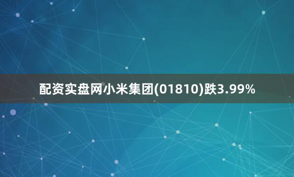配资实盘网小米集团(01810)跌3.99%